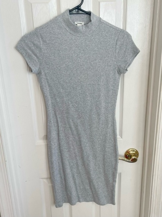Garage Dresses & Skirts - Garage Grey Short Sleeve Mock Neck Knit Midi Dress